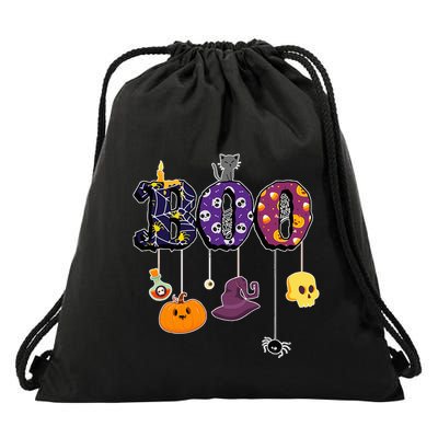 Boo Halloween Costume Spiders Ghosts Pumkin & Witch Hat Drawstring Bag