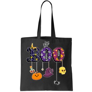 Boo Halloween Costume Spiders Ghosts Pumkin & Witch Hat Tote Bag