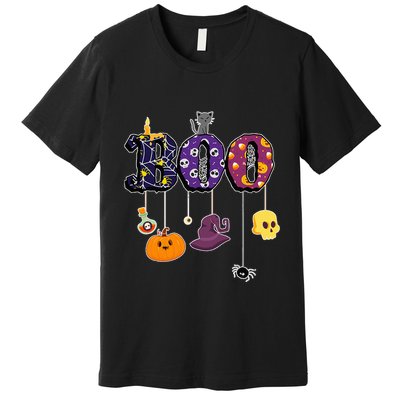 Boo Halloween Costume Spiders Ghosts Pumkin & Witch Hat Premium T-Shirt