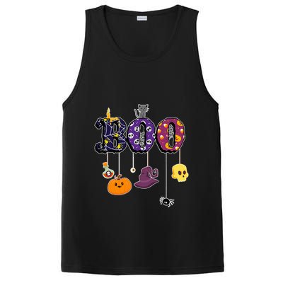 Boo Halloween Costume Spiders Ghosts Pumkin & Witch Hat PosiCharge Competitor Tank