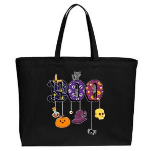 Boo Halloween Costume Spiders Ghosts Pumkin & Witch Hat Cotton Canvas Jumbo Tote