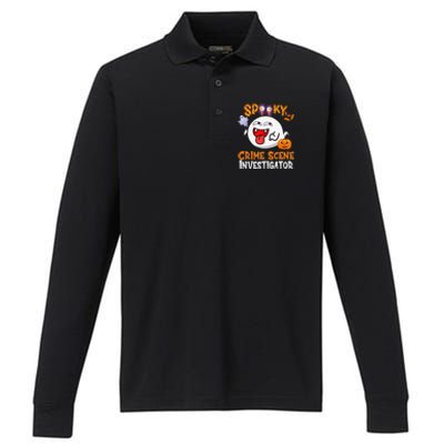 Boo Halloween Costume Spooky Crime Scene Investigator Performance Long Sleeve Polo