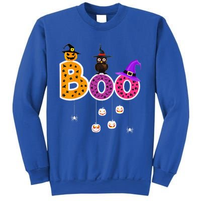 Boo Halloween Costume Spiders Ghosts Pumkin & Witch Hat Sweatshirt