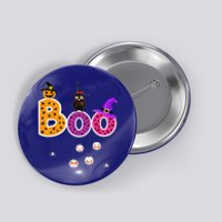 Boo Halloween Costume Spiders Ghosts Pumkin & Witch Hat Button