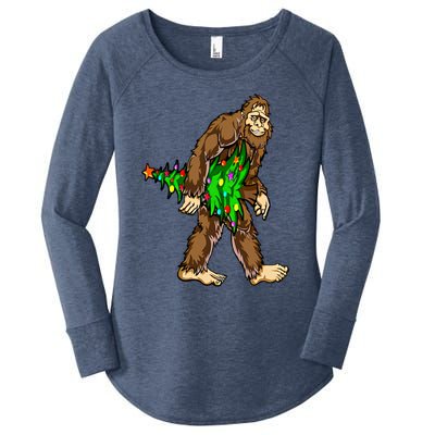 Bigfoot Hunter Christmas Tree Funny Women's Perfect Tri Tunic Long Sleeve Shirt