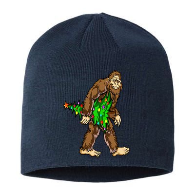 Bigfoot Hunter Christmas Tree Funny Sustainable Beanie