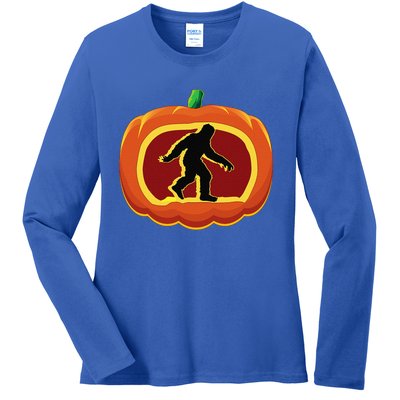 Bigfoot Halloween Costume Idea Sasquatch Pumpkin Yeti Gift Ladies Long Sleeve Shirt