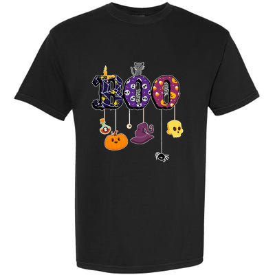 Boo Halloween Costume Spiders Ghosts Pumkin & Witch Hat Garment-Dyed Heavyweight T-Shirt