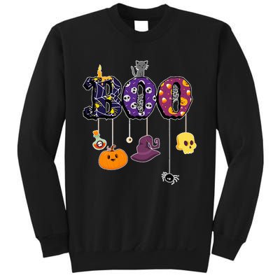 Boo Halloween Costume Spiders Ghosts Pumkin & Witch Hat Sweatshirt