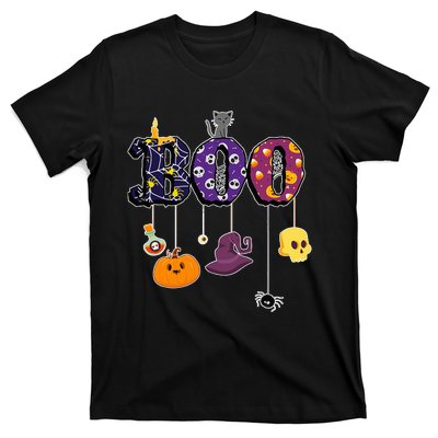 Boo Halloween Costume Spiders Ghosts Pumkin & Witch Hat T-Shirt