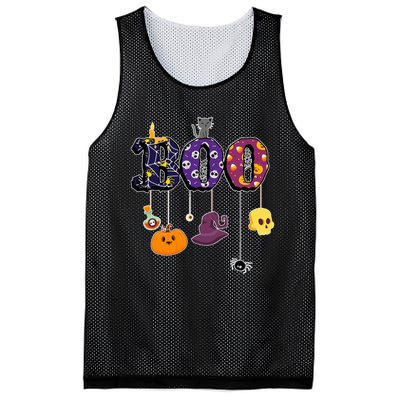 Boo Halloween Costume Spiders Ghosts Pumkin & Witch Hat Mesh Reversible Basketball Jersey Tank