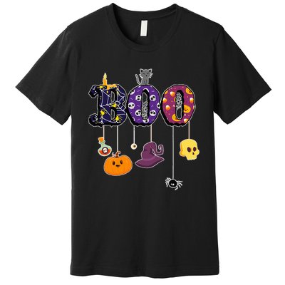 Boo Halloween Costume Spiders Ghosts Pumkin & Witch Hat Premium T-Shirt