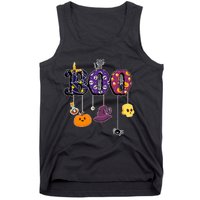 Boo Halloween Costume Spiders Ghosts Pumkin & Witch Hat Tank Top