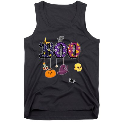 Boo Halloween Costume Spiders Ghosts Pumkin & Witch Hat Tank Top