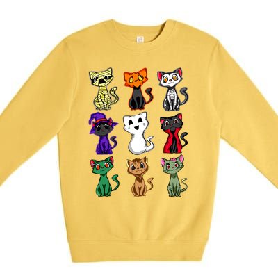 Boo Halloween Cat Cute Black Cat Costume For Girls Premium Crewneck Sweatshirt