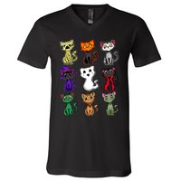 Boo Halloween Cat Cute Black Cat Costume For Girls V-Neck T-Shirt