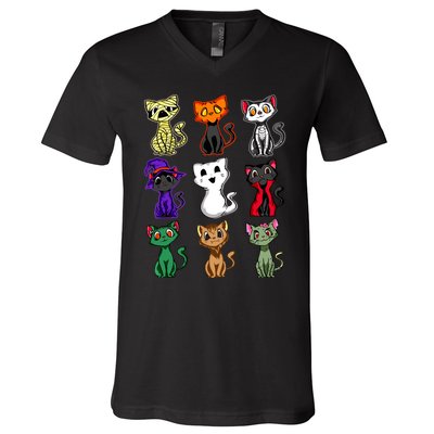 Boo Halloween Cat Cute Black Cat Costume For Girls V-Neck T-Shirt