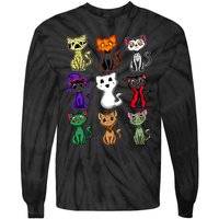 Boo Halloween Cat Cute Black Cat Costume For Girls Tie-Dye Long Sleeve Shirt