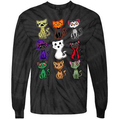 Boo Halloween Cat Cute Black Cat Costume For Girls Tie-Dye Long Sleeve Shirt