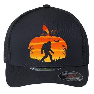 Bigfoot Halloween Costume Pumpkin Aussie Flexfit Unipanel Trucker Cap