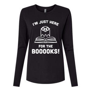 Booooks Halloween Cute Ghost Reading Books Library Gift Womens Cotton Relaxed Long Sleeve T-Shirt