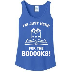 Booooks Halloween Cute Ghost Reading Books Library Gift Ladies Essential Tank