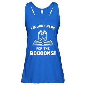 Booooks Halloween Cute Ghost Reading Books Library Gift Ladies Essential Flowy Tank