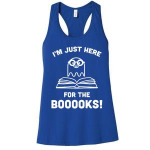 Booooks Halloween Cute Ghost Reading Books Library Gift Women's Racerback Tank