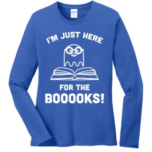 Booooks Halloween Cute Ghost Reading Books Library Gift Ladies Long Sleeve Shirt