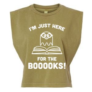 Booooks Halloween Cute Ghost Reading Books Library Gift Garment-Dyed Women's Muscle Tee