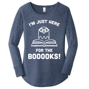 Booooks Halloween Cute Ghost Reading Books Library Gift Women's Perfect Tri Tunic Long Sleeve Shirt