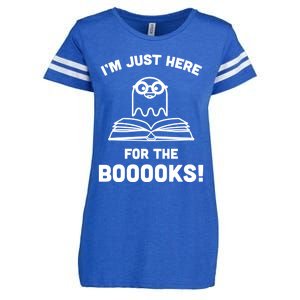 Booooks Halloween Cute Ghost Reading Books Library Gift Enza Ladies Jersey Football T-Shirt