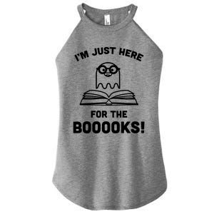 Booooks Halloween Cute Ghost Reading Books Library Gift Women's Perfect Tri Rocker Tank