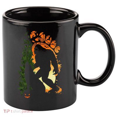 Bigfoot Halloween Costume Sasquatch Silhouette Wolf Howling 11oz C Handle Ceramic Mug