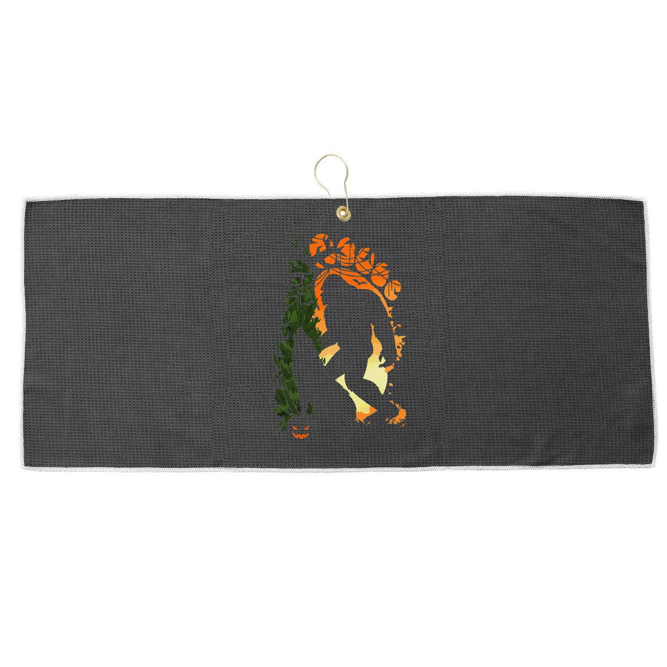 Bigfoot Halloween Costume Sasquatch Silhouette Wolf Howling Large Microfiber Waffle Golf Towel