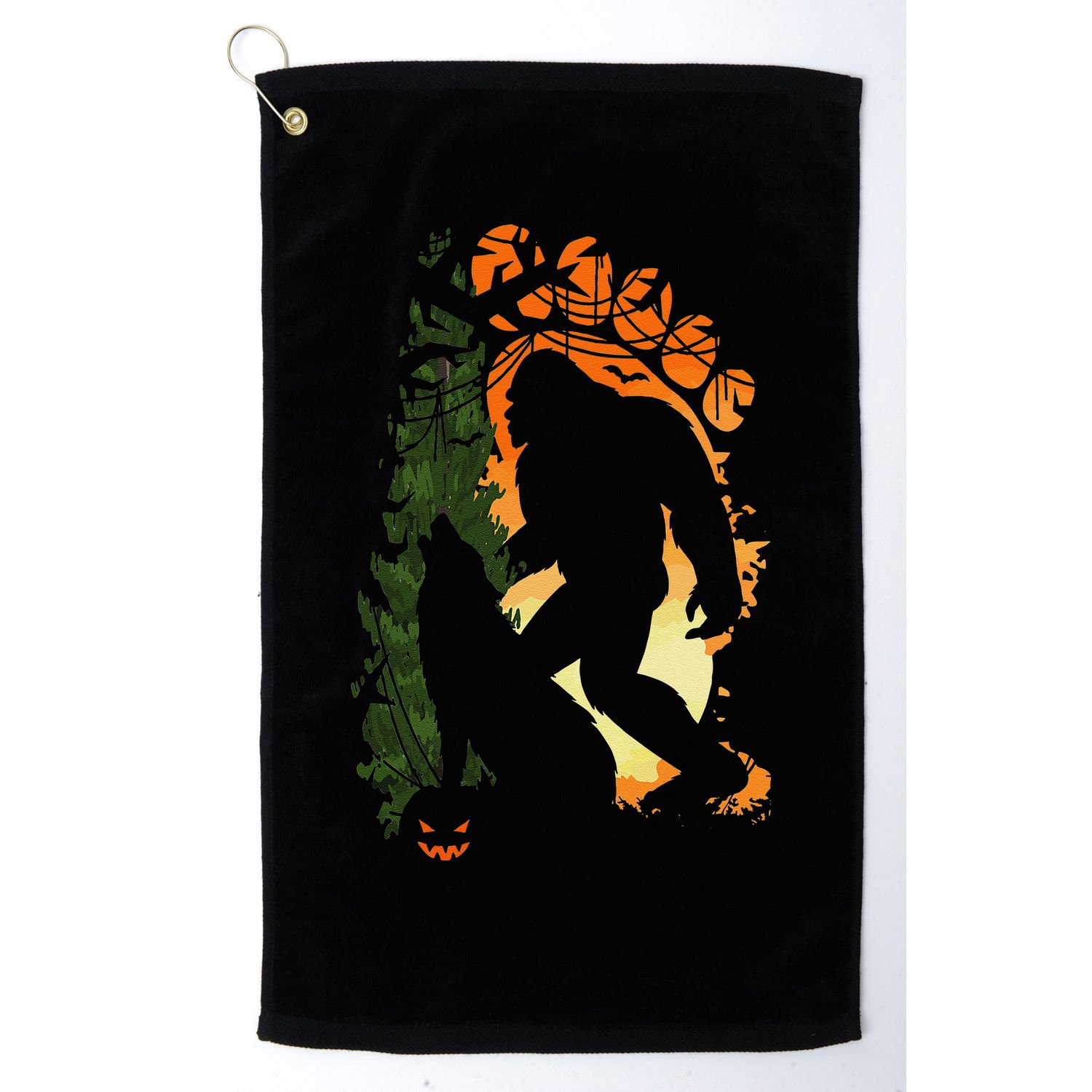 Bigfoot Halloween Costume Sasquatch Silhouette Wolf Howling Golf Towel