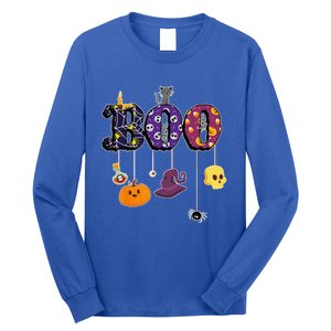 Boo Halloween Costume Spiders Ghosts Pumkin & Witch Hat Long Sleeve Shirt