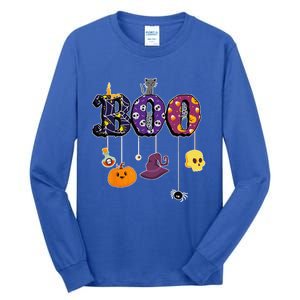 Boo Halloween Costume Spiders Ghosts Pumkin & Witch Hat Tall Long Sleeve T-Shirt