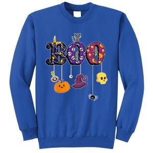 Boo Halloween Costume Spiders Ghosts Pumkin & Witch Hat Tall Sweatshirt