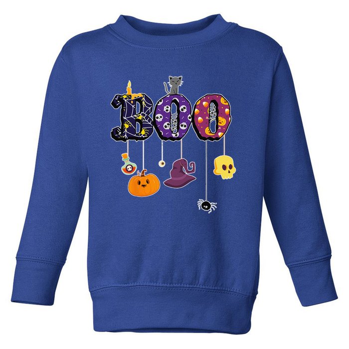 Boo Halloween Costume Spiders Ghosts Pumkin & Witch Hat Toddler Sweatshirt