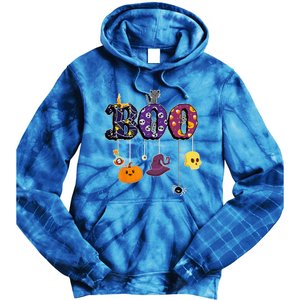 Boo Halloween Costume Spiders Ghosts Pumkin & Witch Hat Tie Dye Hoodie