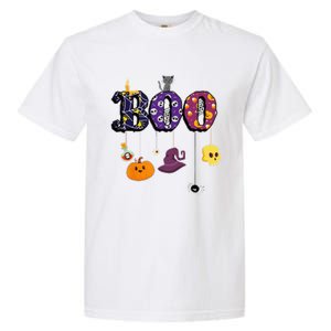 Boo Halloween Costume Spiders Ghosts Pumkin & Witch Hat Garment-Dyed Heavyweight T-Shirt