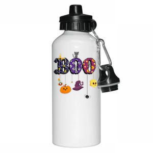 Boo Halloween Costume Spiders Ghosts Pumkin & Witch Hat Aluminum Water Bottle