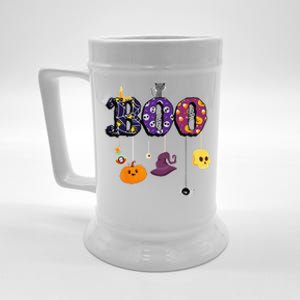 Boo Halloween Costume Spiders Ghosts Pumkin & Witch Hat Beer Stein