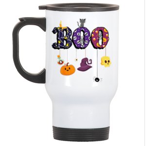 Boo Halloween Costume Spiders Ghosts Pumkin & Witch Hat Stainless Steel Travel Mug