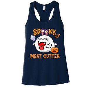 Boo Halloween Costume Spooky Meat Cutter Women's Racerback Tank