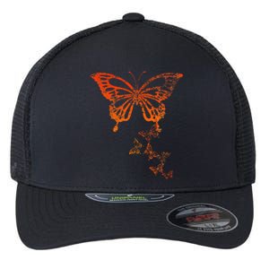 Butterfly Halloween Costume Glowing Pumpkin Color Distressed Flexfit Unipanel Trucker Cap