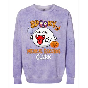 Boo Halloween Costume Spooky Medical Records Clerk Colorblast Crewneck Sweatshirt