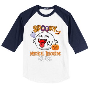 Boo Halloween Costume Spooky Medical Records Clerk Baseball Sleeve Shirt