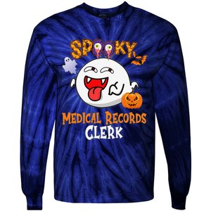 Boo Halloween Costume Spooky Medical Records Clerk Tie-Dye Long Sleeve Shirt